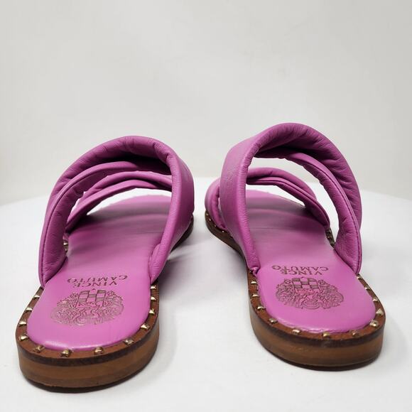Vince Camuto Palennie Puffy Flat Slide Sandals Women 7M Pink Deep Orchid Leather - Picture 7 of 13